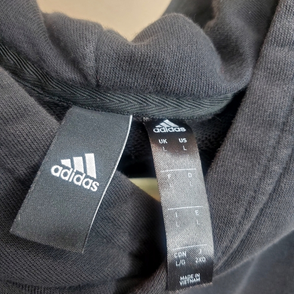 Adidas Sweatshirt Hoodie Men's Black Big White Logo CW3861 Size Large - Picture 3 of 5